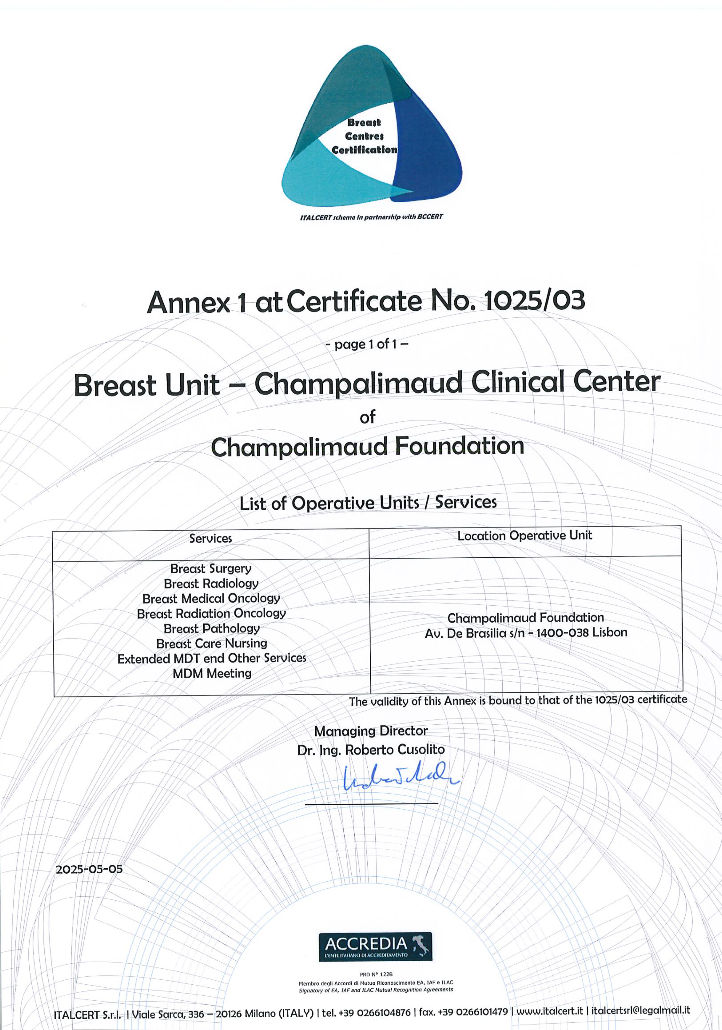 Breast Unit Certification